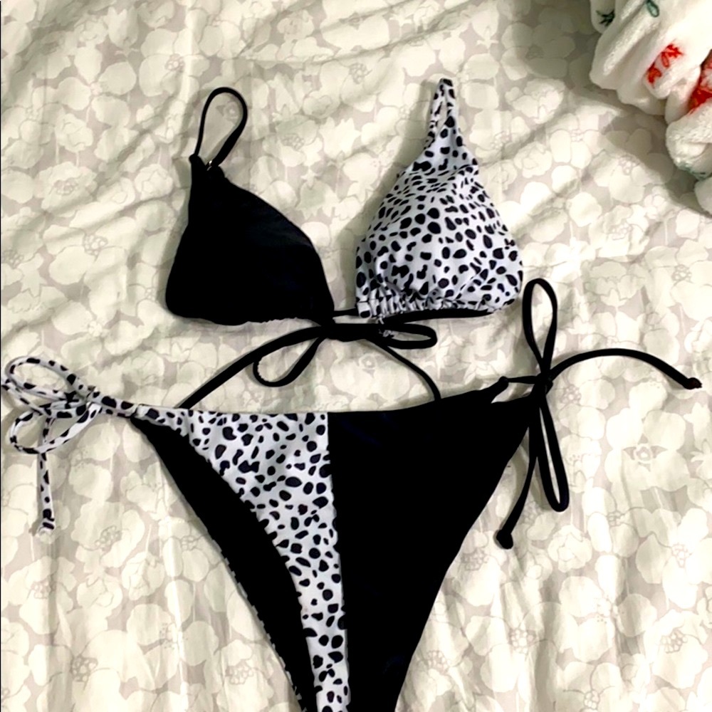 Zaful Half Black, Half Dalmatian Bikini